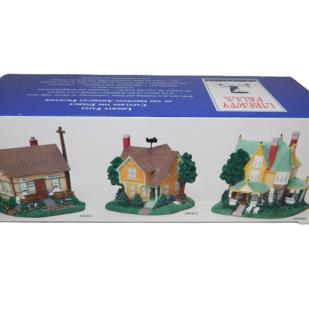 Liberty Falls 3 Piece Village Set NIB The Langefeld House, Post Office, Cottage